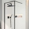 Regadera De Pared Acero Inoxidable Negra Mate 20cm Cuadrada Con