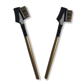 Peine de pestañas, separador de pestañas, Professional eyelash separator y cepillo para cejas (2-pack, gold)