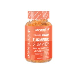 Turmeric Gummies – 4000mg High Strength Turmeric and Ginger Gummies with Curcumin, Black Pepper & Vitamin D – Tumeric Supplements Joint Support –Immunity, Muscle & Bone – Novomins