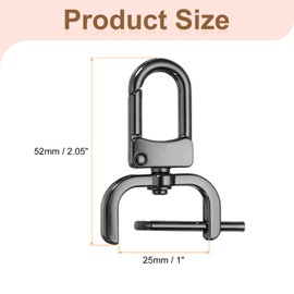 HARFINGTON 4pcs Detachable Snap Hook Swivel Clasp 1" (25mm) Zinc Alloy D-Rings Lobster Claw Clasp with Screw Bar for Keychain Lanyard Purse Hardware DIY Craft, Gunmetal