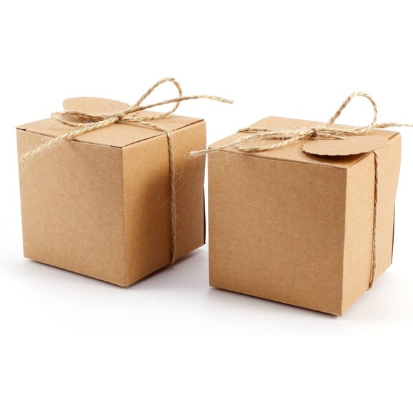 50 x Kraft Paper Gift Box Guest Gift Box with