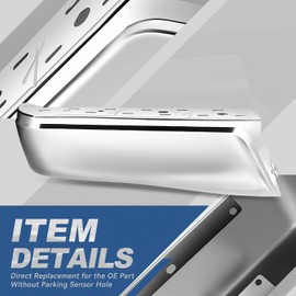 Auto Dynasty Rear Bumper End Caps Cover Compatible with 2015-2020 Ford F-150, Driver Left Side, Non Parking Sensor Holes, Polished Chrome