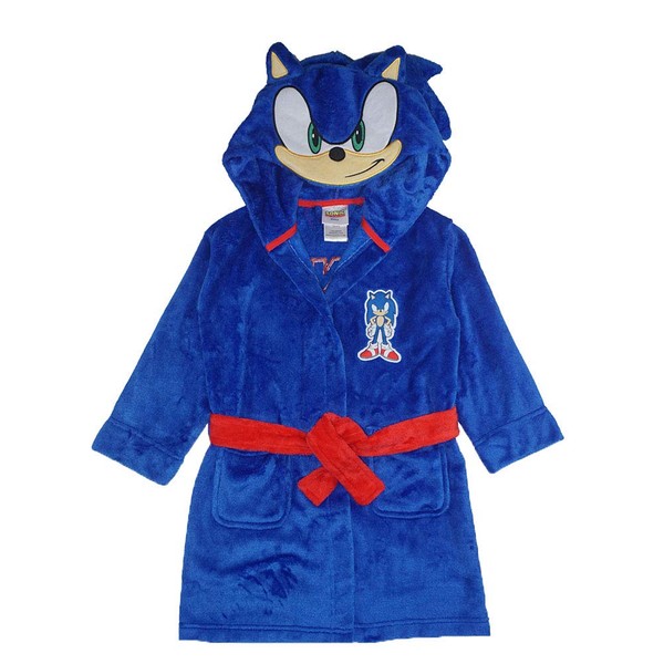 Sonic The Hedgehog Boy's Costume Plush Fleece Robe, Sonic Blue, 8