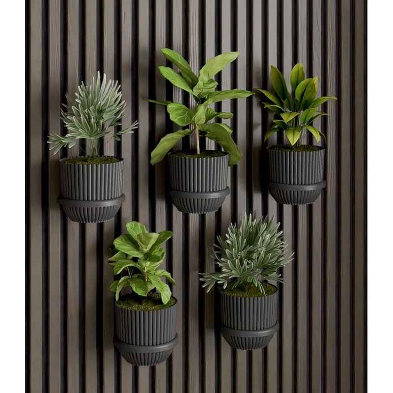 Acoustic Panel Plant Ring V2 Large Black Drill Free Mounting