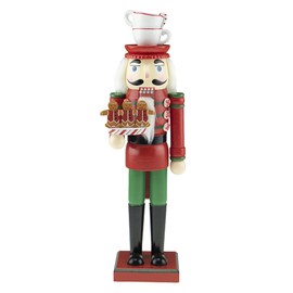 Clever Creations Red Gingerbread Baker 12 Inch Traditional Wooden Nutcracker, Festive Christmas Décor for Shelves and Tables