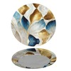 Delerain Blue Gold Marble Round Fitted Tablecloth, Waterproof Round Table