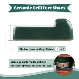 KAMaster BBQ Big Ceramic Feet Shoes for Green Egg,Grill Shoes Kamado Grill Joe Base Feet Accessories Part Used to Raise Grill Table Outdoor and Garden(4 Shoes of Set not for minimax BGE)