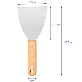 Joyfair 2 Pieces Griddle Scraper, Stainless Steel Slant Edge Grill Scrapers for Food Service/Cooking/Cleaning, Ideal for BBQ Indoor & Outdoor, Wooden Handle, Dishwasher Safe