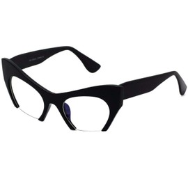 FLAWLESS EYEWEAR Cat Eye Eyeglasses Women Retro Vintage Razor Clear Lens Style Half Cut Off Frame