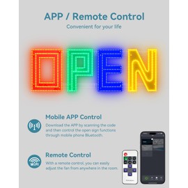 30"x10" Large LED Open Sign with Bluetooth, Remote & Timer Control – Super Bright Dimmable Business Sign for Storefront, Bar, Salon, Cafe, Retail Shops RGBY