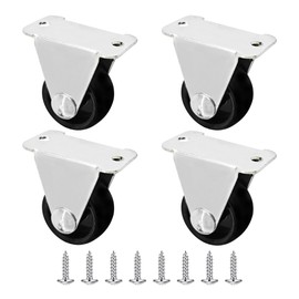 PDETVEO 4 Pack 1 Inch Heavy Duty Caster Wheels, Rigid Fixed Caster Wheels with Non-Swivel Top Plate for Furniture