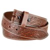 Genuine Full Grain Western Floral Engraved Tooled Leather Belt Strap