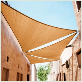 Colourtree 18' x 18' x 18' Sand Beige Sun Shade Sail Triangle Canopy Fabric Cloth Screen CAPT18, Water Permeable & UV Resistant, Heavy Duty, Carport Patio Outdoor - (We Customize Size)