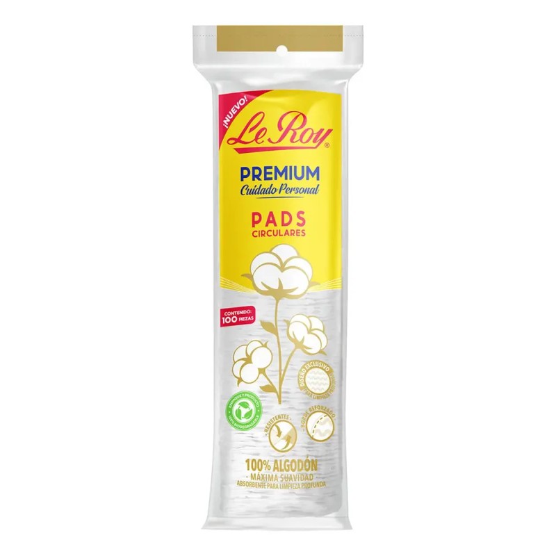 Le Roy Premium Pads Circulares 100% Algodón con 100 Piezas