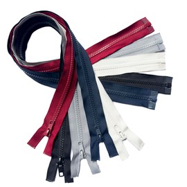 KGS Separable zips, 5 pieces per pack, colour: black, midnight blue, grey, cream, red, size: 70 cm, 5 mm plastic zip for jacket, coat, clothing and more