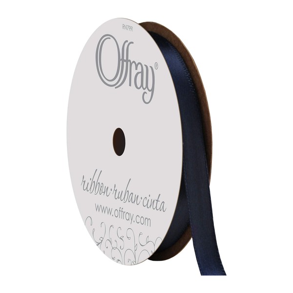 Berwick Offray 067833 3/8" Wide Single Face Satin Ribbon, Navy