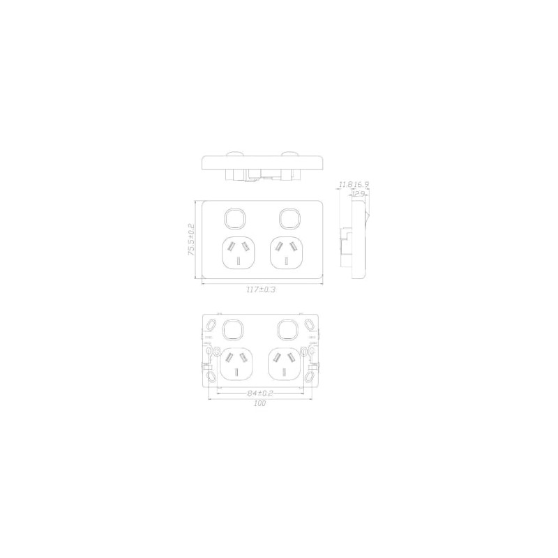 4C | Classic Double Power Point 250V 10A - Vertical