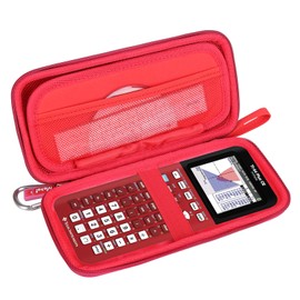 Mchoi Hard Case Matching with TI-84 Plus CE/TI-83 Plus/TI-84 Plus CE/TI-83 Plus/Casio fx-9750GIII Graphing Calculator, Extra Pocket for USB Cables, Manual, Pencil, Ruler, Red