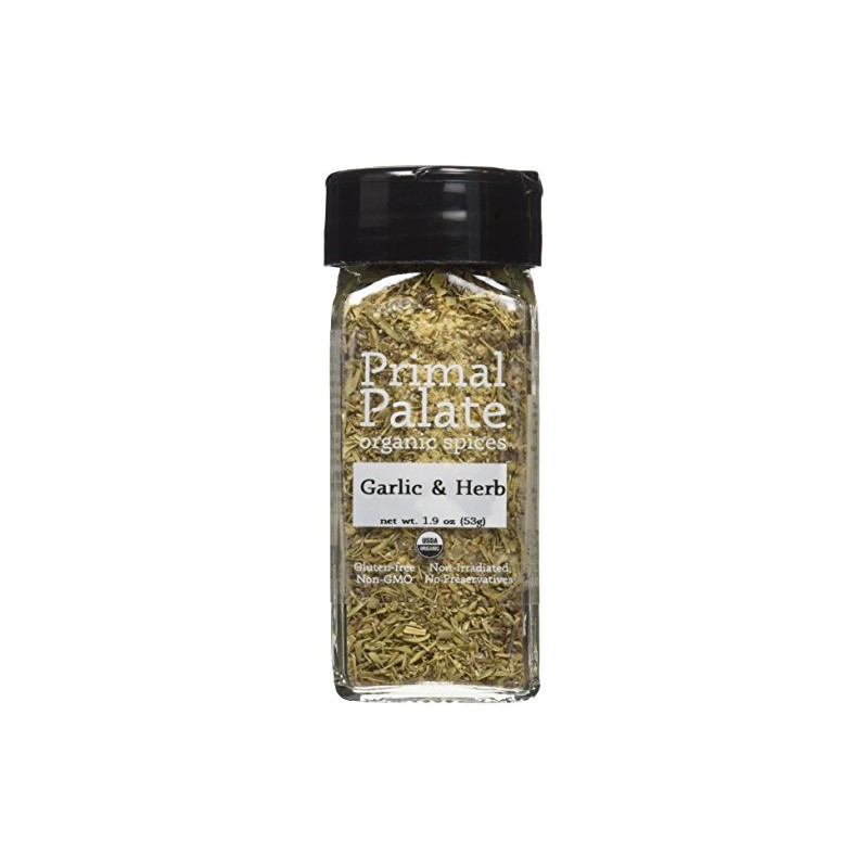 Primal Palate Organic Spices Garlic & Herb, Certified Organic, 1.9