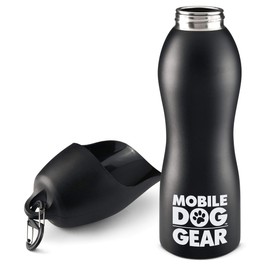 Mobile Dog Gear, Stainless Steel Dog Water Bottle for Medium to Large Dogs, 25 Ounces, Black