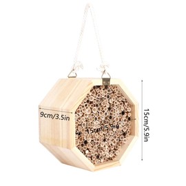 Mason Bee House Wooden Hexagon Bee Habitat Bug Room Hotel Nesting Box Backyard Hanging Decoration