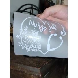 Oracal Nurse Life Heart Stethoscope Window Decal 5"x4"