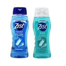 Zest Ocean Breeze with Sea Minerals Refreshing Body Wash 18 fl oz Aqua with Vitamin E Hydrating Body Wash 18 fl oz (1 of each)