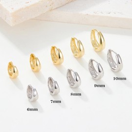 Unisex Chunky Plain Round Huggie Hoop Earrings Solid Sterling Silver Gold Or Silver Sleeper Clicker E259 (8mm gold)