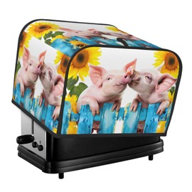 DXTKWL Toaster Cover 4 Slice Cute Pig Sunflower Waterproof Appliance Cover with Hang Loop Bread Baker Toaster Cover for Kitchen