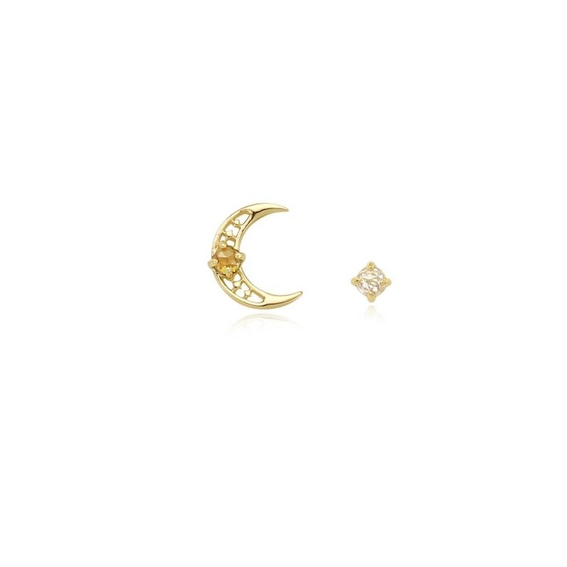 [Custom Made] Leo Dear Moon Peridot Unbalanced Constellation Earrings OTE120617B