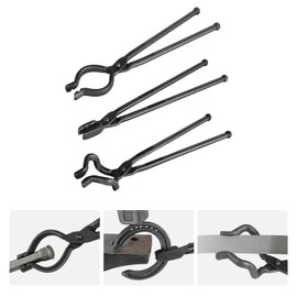 Happybuy Blacksmith Tongs, 18”, 3 PCS, V-Bit & More, Carbon Steel, A3 Rivets, for Beginners & Pros, Ideal for Smithing and Crafting