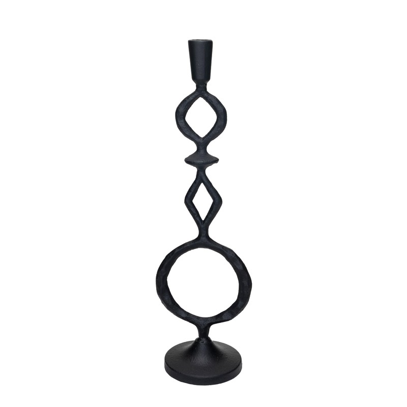 Bloomingville Decorative Cast Metal Taper Candle Holder, Black