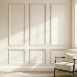 KESHWELL 6-Frame Premade Accent Wall Molding Kit,3D Premade Accent Molding Wainscoting Panel for Interior Wall Decor,Pre-Cut Molding Trim Wall Panels for Home Décor. (3 Set, 54 x 24X1.69 (Width) INCH