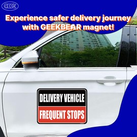 GEEKBEAR Delivery Vehicle Frequent Stops Sign (Yellow/Black, 2 Pack)