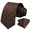 HISDERN Check Wedding Plaid Tie Handkerchief Men's Necktie Pocket Square