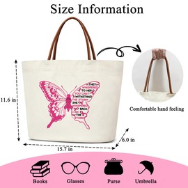I Am The Storm - Butterfly Canvas Tote, Inspirational Gifts for Teens, Reusable Grocery Shopping Bags With Handles, Foldable Shoulder Beach Tote -68