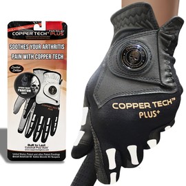 XEIRPRO Copper Tech Plus Men's Golf Gloves - Skeleton Pattern with Ball Marker – Perfect for Summer - Copper Infused Mens Golf Gloves (Black/White, ML/L, Right)