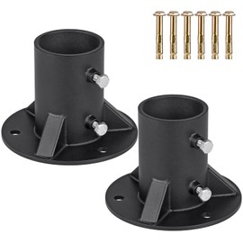 Insaga Chain Link Fence Post Floor Flange 2 1/2", Heavy Duty Round Fence Post Base, 2Pack Metal Fence Post Flange, Mailbox Brackets for Round Metal Post fit OD 2-3/8'' Pipe/Post