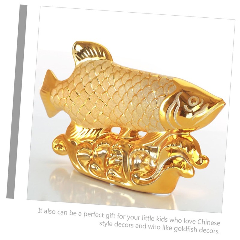 GRIRIW Decorative Goldfish Statue Ceramic Goldfish Ornament for Home Car