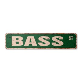 BASS Vintage Plastic Street Sign Fish Fishing Boat Hook Funny | Indoor/Outdoor | 30" Wide
