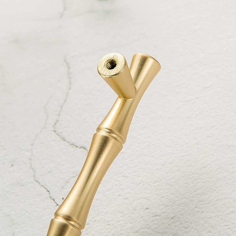 Caylingdee Gold Cabinet Handles 3-3/4"(96mm) Hole Centers Bamboo Shape Cabinet