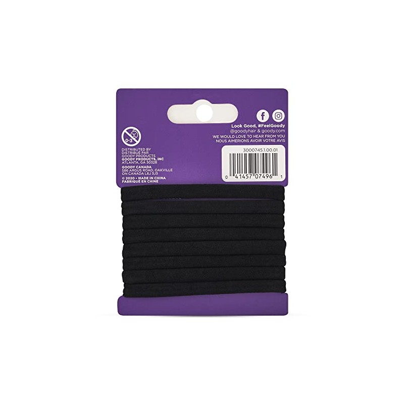 Goody Women's Black Athletique Sweat Stretch Elastics, 8 CT