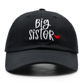 WALNOVA Toddler Girls Big Sister Cap, Gift for New Sis, Adjustable Embroidered Baseball Cap for Kids Age 2-6, Black