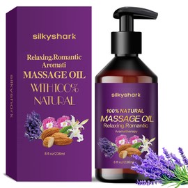 SilkyShark Lavender Massage Oil (8 Fl Oz), Aromatherapy Massage Oil, Lavender Bliss Massage Oil, Natural Relaxation for Mind and Body