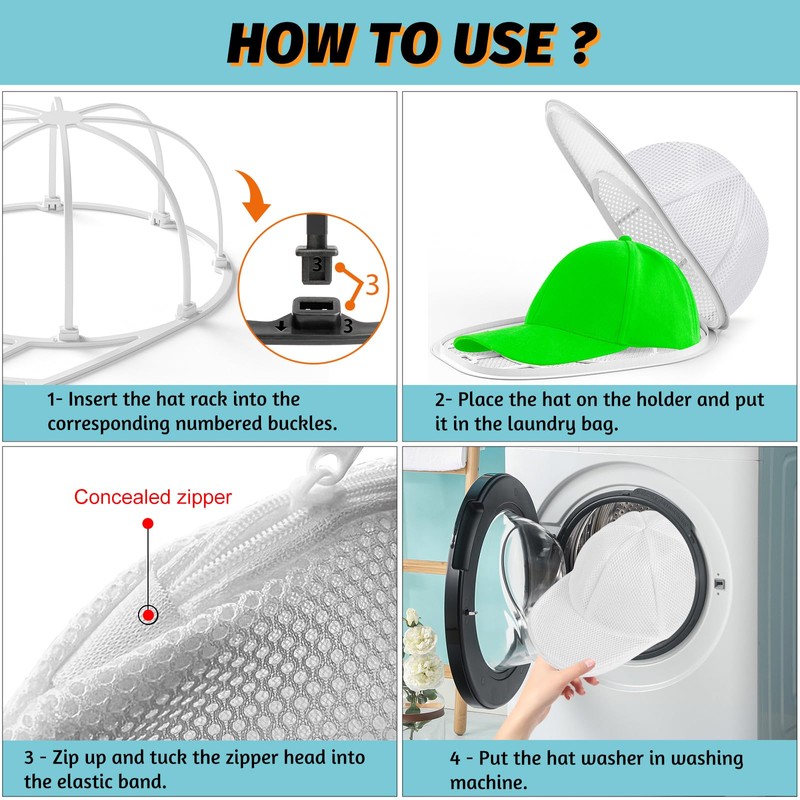 Coopache Hat Washer Cage for Washing Machine Ball Cap Washing