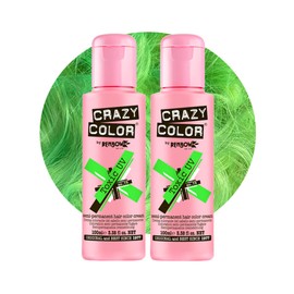 Crazy Color Vibrant Toxic UV Semi-Permanent Duo Hair Dye. Highly Pigmented Neon Green Conditioning & Oil Nourishing Vegan Formula | No Bleach or Ammonia | 200ml