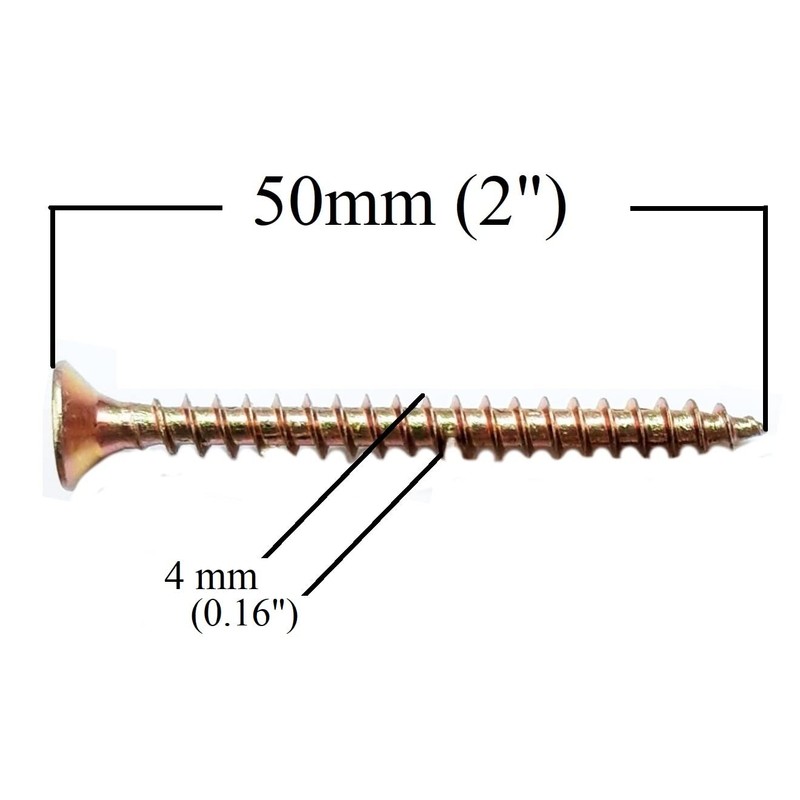 M4 Wood Screws Zinc Plated Yellow Long 2 inch (0.16"