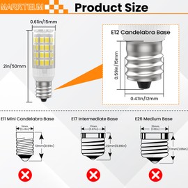 WE05X20431 Dryer LED Light Bulb, E12 120V 5W 6500K Candelabra Base Dryer Drum Appliance Incandescent Light Bulb for L-G G-E Whirl-Pool Replace 22002263 WE4M305 WP3395618 (2PCS, Daylight White)