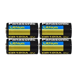 Panasonic CR123A Lithium 3V Photo Lithium Batteries, 0.67" Dia x 1.36" H (17.0 mm x 34.5 mm), Black, Gold, Blue (Pack of 4)