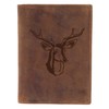 Greenburry Leather hunting licence folder with deer motif, leather ID